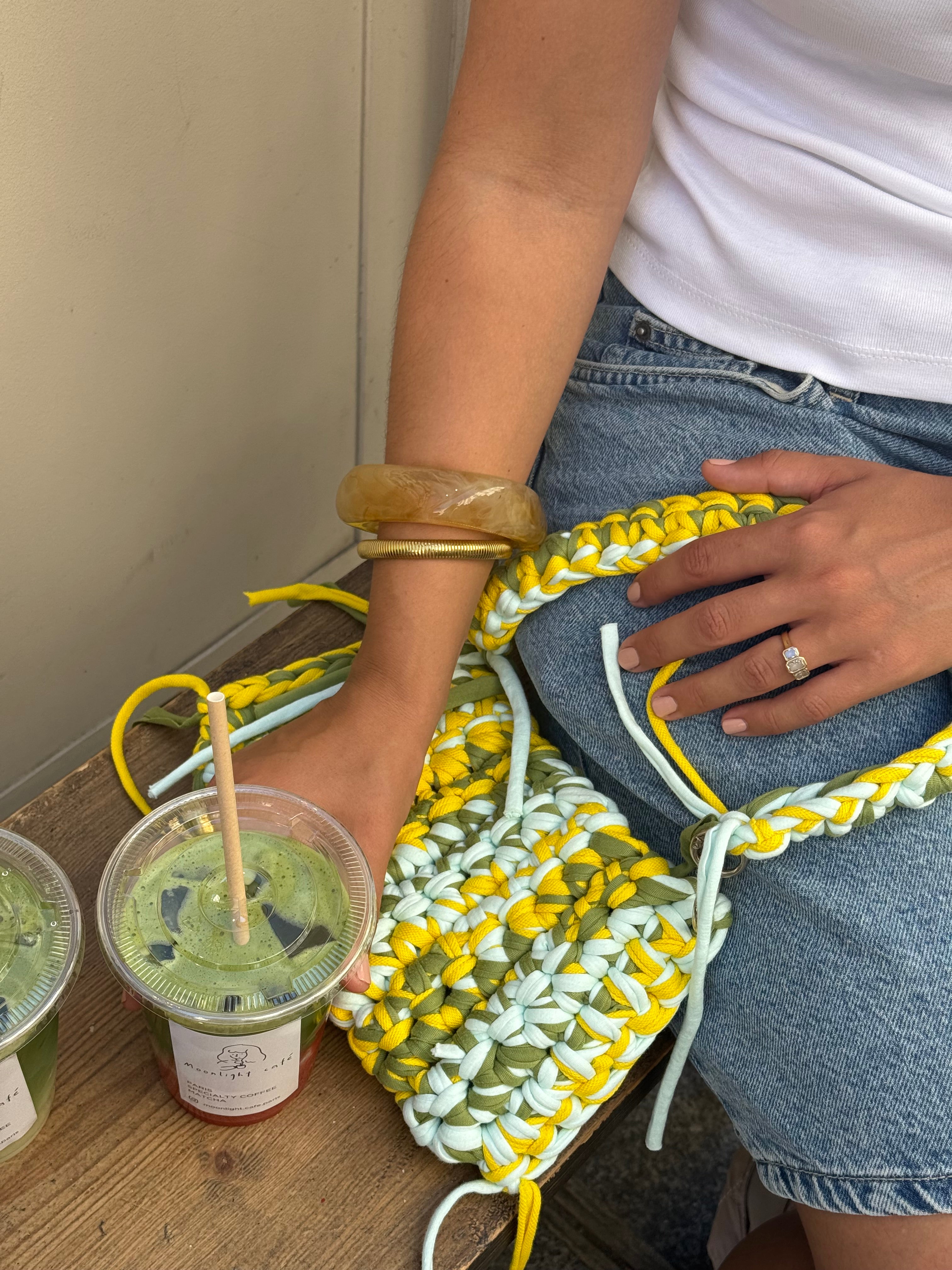The Mini Acacia Bag in Yellow, Olive & Sky