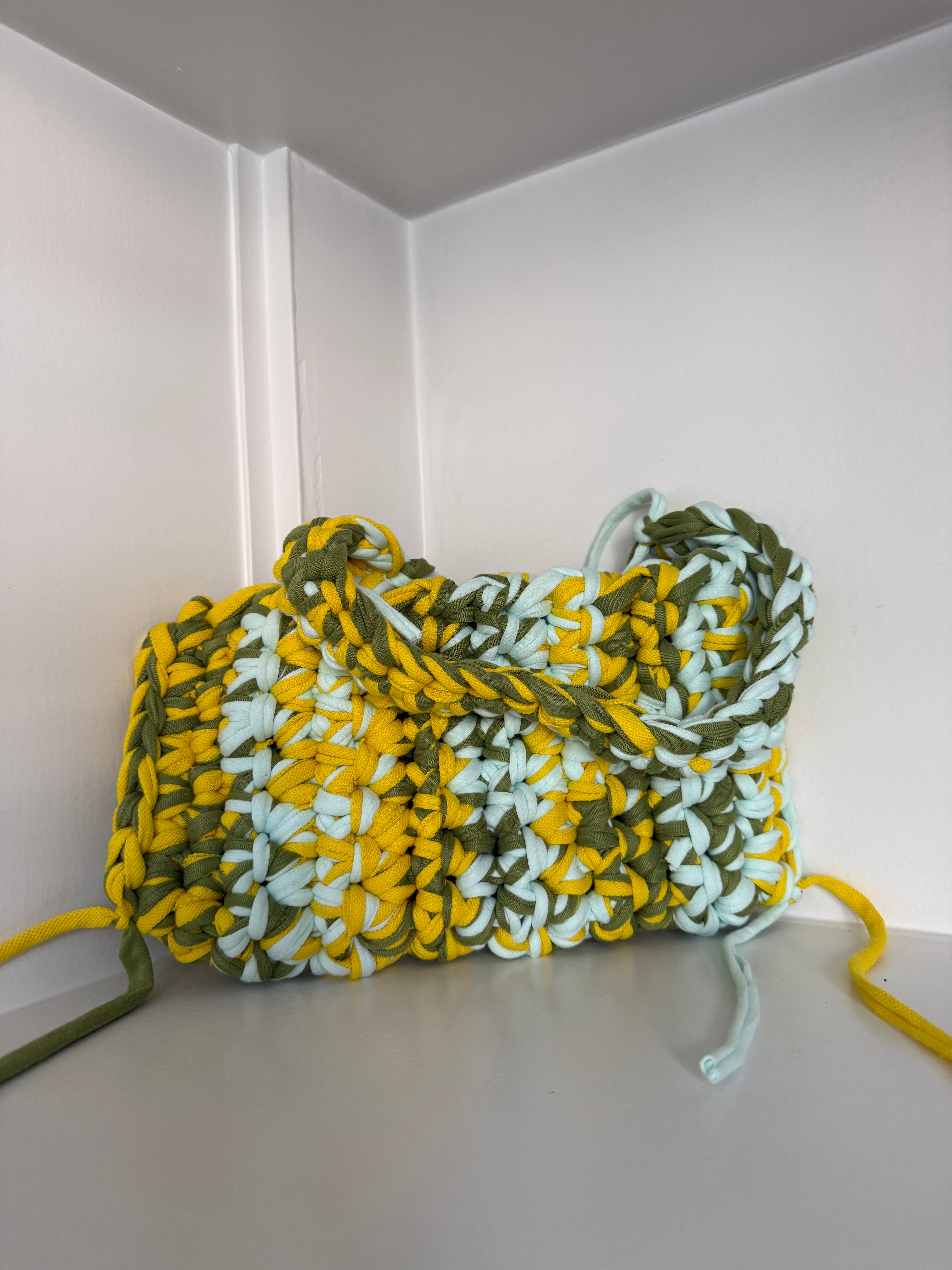 The Mini Acacia Bag in Yellow, Olive & Sky
